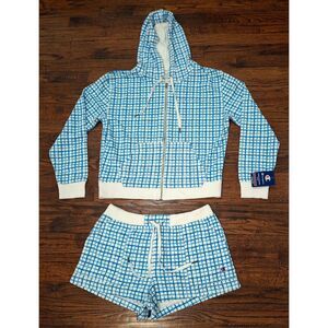 Champion Campus French Terry Jacket Shorts Set Women's Size Large NWT